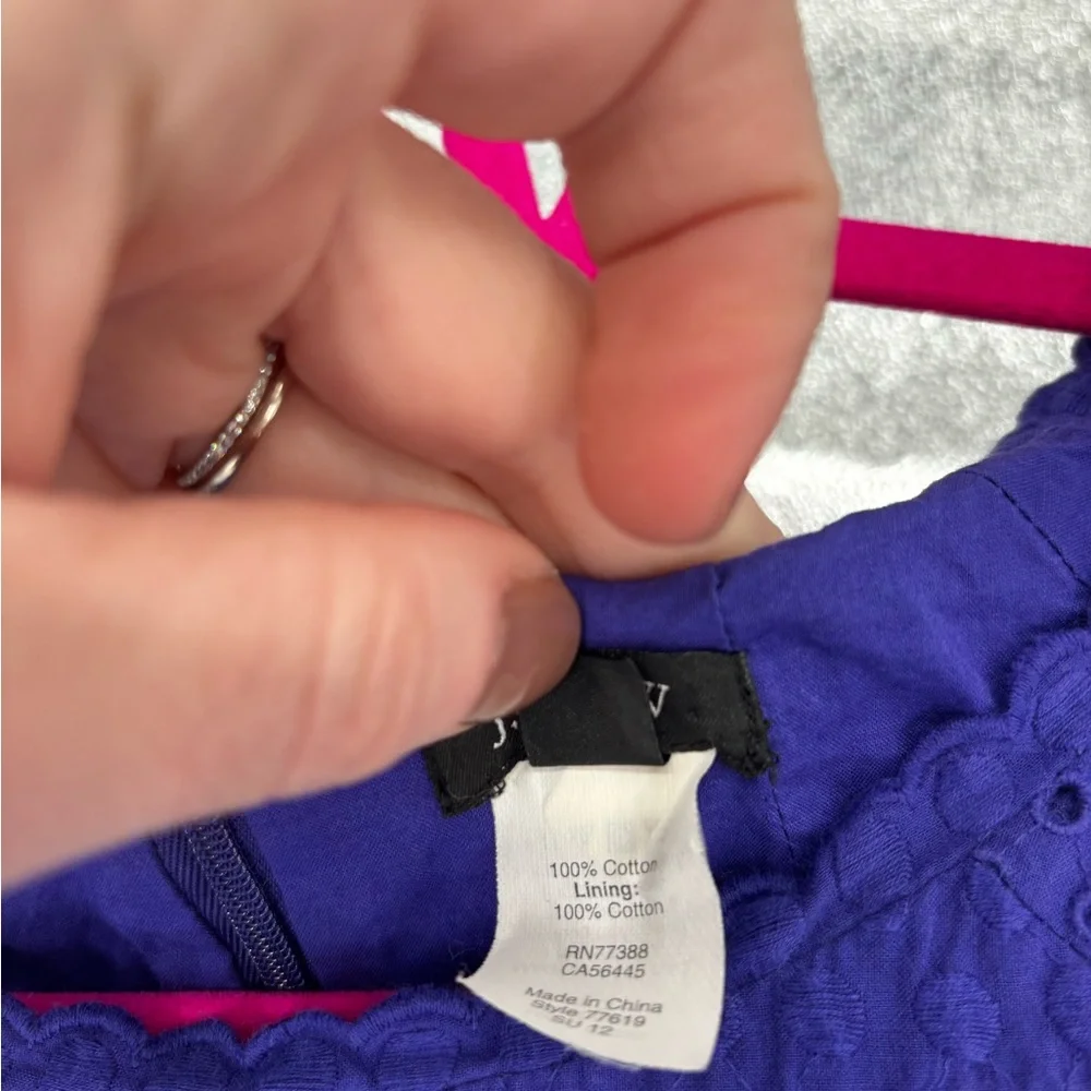 J. Crew Purple Eyelet Cotton A-Line Dress